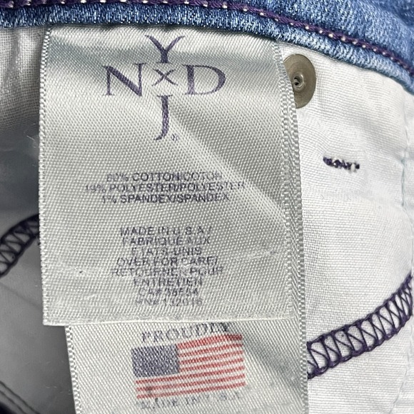 NYDJ Petites Jeans Womens Size 10P Blue Denim Straight Crop Roll Cuff Mid-Rise - Picture 16 of 16